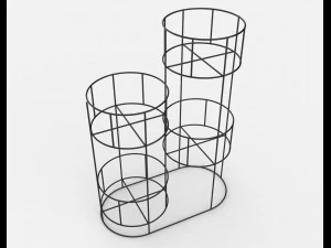 Ariba geweven plantenstandaard met vier niveaus 3D Model