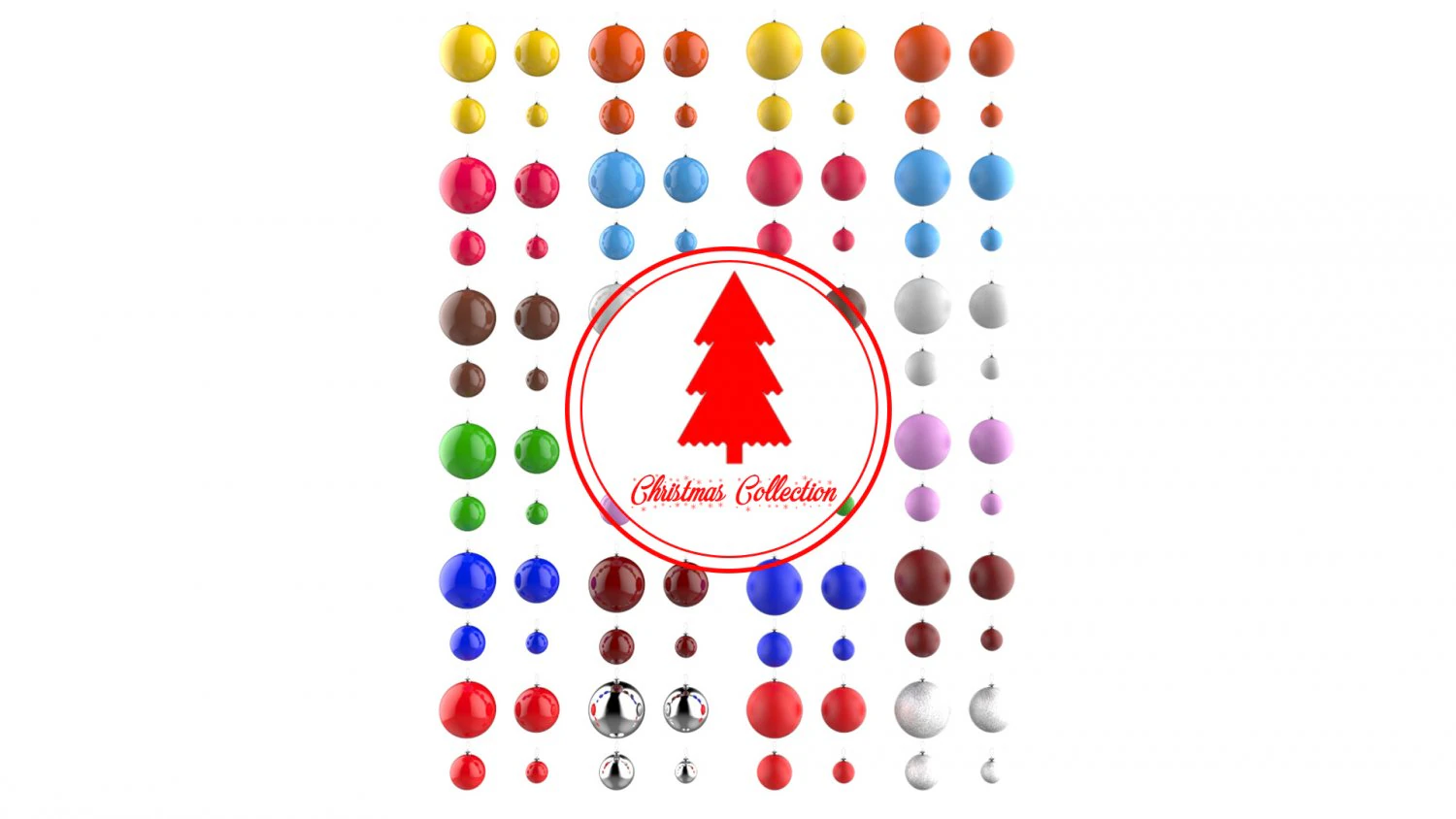 christmas tree decoration ball collection 01 3D Model .c4d .max .obj .3ds .fbx .stl .blend 
