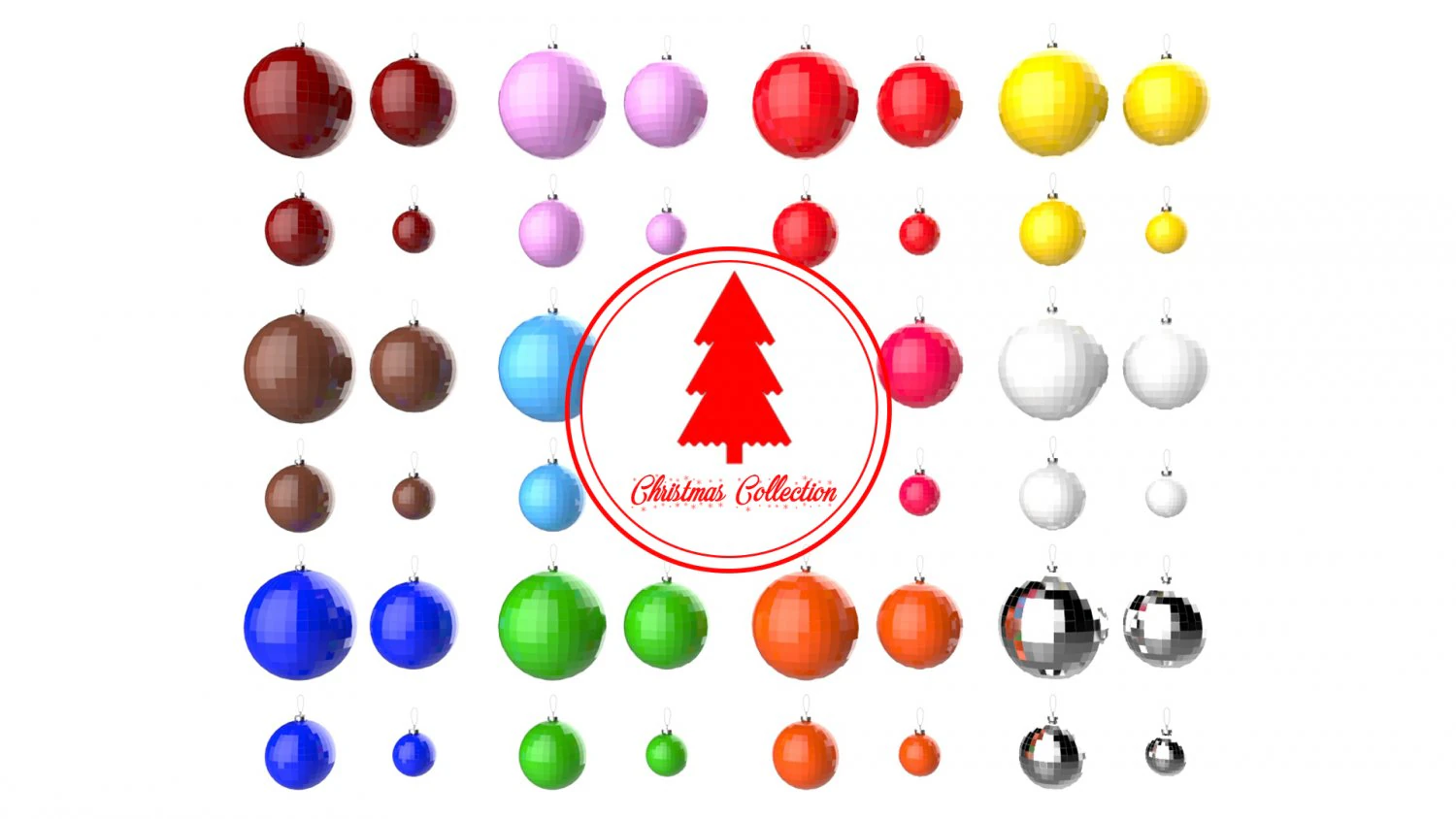 christmas tree decoration ball collection 02 3D Model .c4d .max .obj .3ds .fbx .stl .blend 