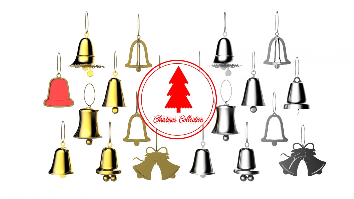 christmas tree decoration bells collection 3D Model in X-mas 3DExport