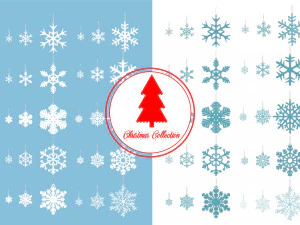 koleksi kepingan salju hiasan pohon natal Model 3D