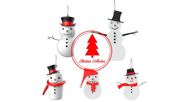 christmas tree decoration snowman collection Modèle 3D .c4d .max .obj .3ds .fbx .stl .blend 