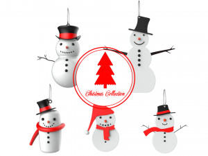 christmas tree decoration snowman collection 3D मॉडल
