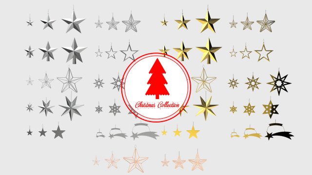 christmas tree decoration stars collection 3Dモデル .c4d .max .obj .3ds .fbx .stl .blend 