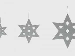 christmas tree decoration stars collection 3D Model