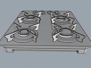fogatti cooktop 4 burners v400 3D Model