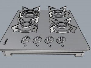 fogatti cooktop 4 burners v400 tc 3D Model