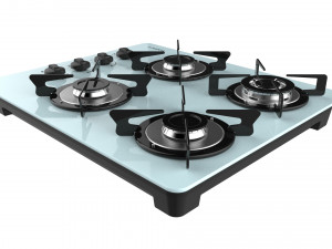 fogatti cooktop 4 burners v400 tc white 3D-Modell