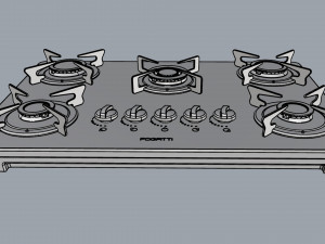 fogatti cooktop 5 burners v500 tc Modelo 3D