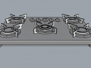 fogatti cooktop 5 burners v500 tc Modelo 3D