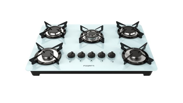 fogatti cooktop 5 burners v500 tc white 3D-Modell .c4d .max .obj .3ds .fbx .stl .blend 