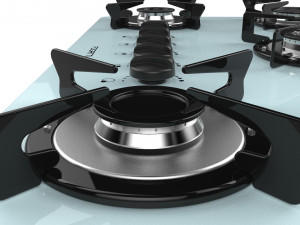 fogatti cooktop 5 burners v500 tc white 3D-Modell