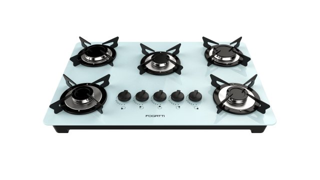 fogatti cooktop 5 burners v500 x white 3D Model .c4d .max .obj .3ds .fbx .stl .blend 