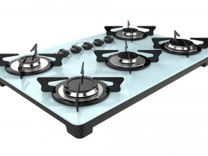 fogatti cooktop 5 burners v500 x white 3D Model