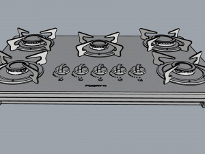 fogatti cooktop 5 burners v500 x white 3D Model