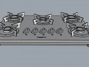 fogatti cooktop 5 burners v500 x white 3D Model