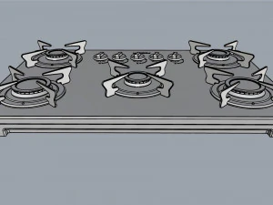 fogatti cooktop 5 burners v500 x white 3D Model