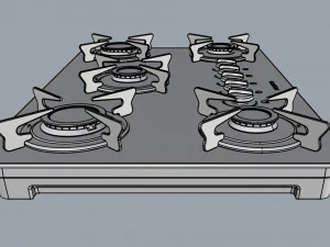 fogatti cooktop 5 burners v500 x white 3D Model