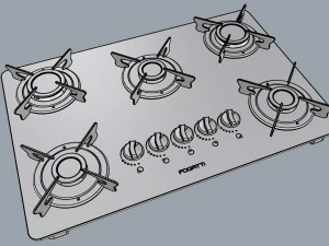fogatti cooktop 5 burners v500 x white 3D Model
