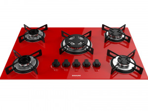 cooktop suggar red glass 5 burners fg5305br 3Dモデル