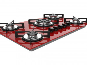 cooktop suggar red glass 5 burners fg5305br Modelo 3D