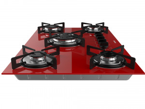 cooktop suggar red glass 5 burners fg5305br Modelo 3D