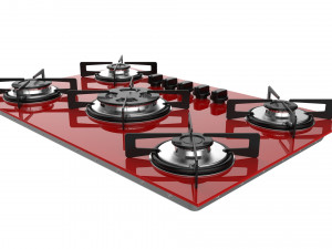 cooktop suggar red glass 5 burners fg5305br Modelo 3D