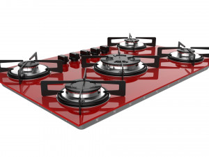 cooktop suggar red glass 5 burners fg5305br Modelo 3D