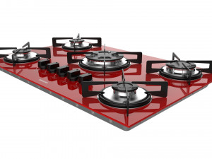 cooktop suggar red glass 5 burners fg5305br Modelo 3D