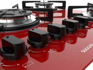 cooktop suggar red glass 5 burners fg5305br Modelo 3D