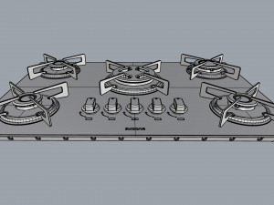 cooktop suggar red glass 5 burners fg5305br Modelo 3D