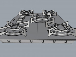 cooktop suggar red glass 5 burners fg5305br Modelo 3D