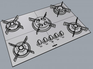 cooktop suggar red glass 5 burners fg5305br Modelo 3D