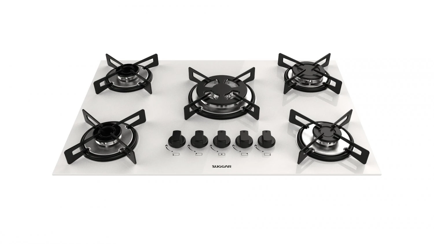 cooktop suggar white glass 5 burners fg5305br 3D Model .c4d .max .obj .3ds .fbx .stl .blend 