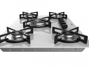 cooktop suggar white glass 5 burners fg5305br 3D Model