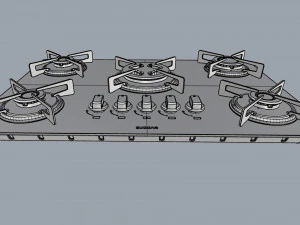cooktop suggar white glass 5 burners fg5305br 3D Model