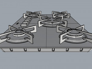 cooktop suggar white glass 5 burners fg5305br 3D Model