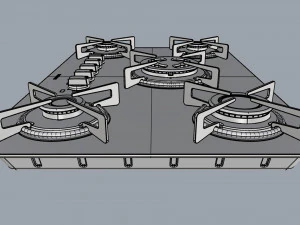 cooktop suggar white glass 5 burners fg5305br 3D Model