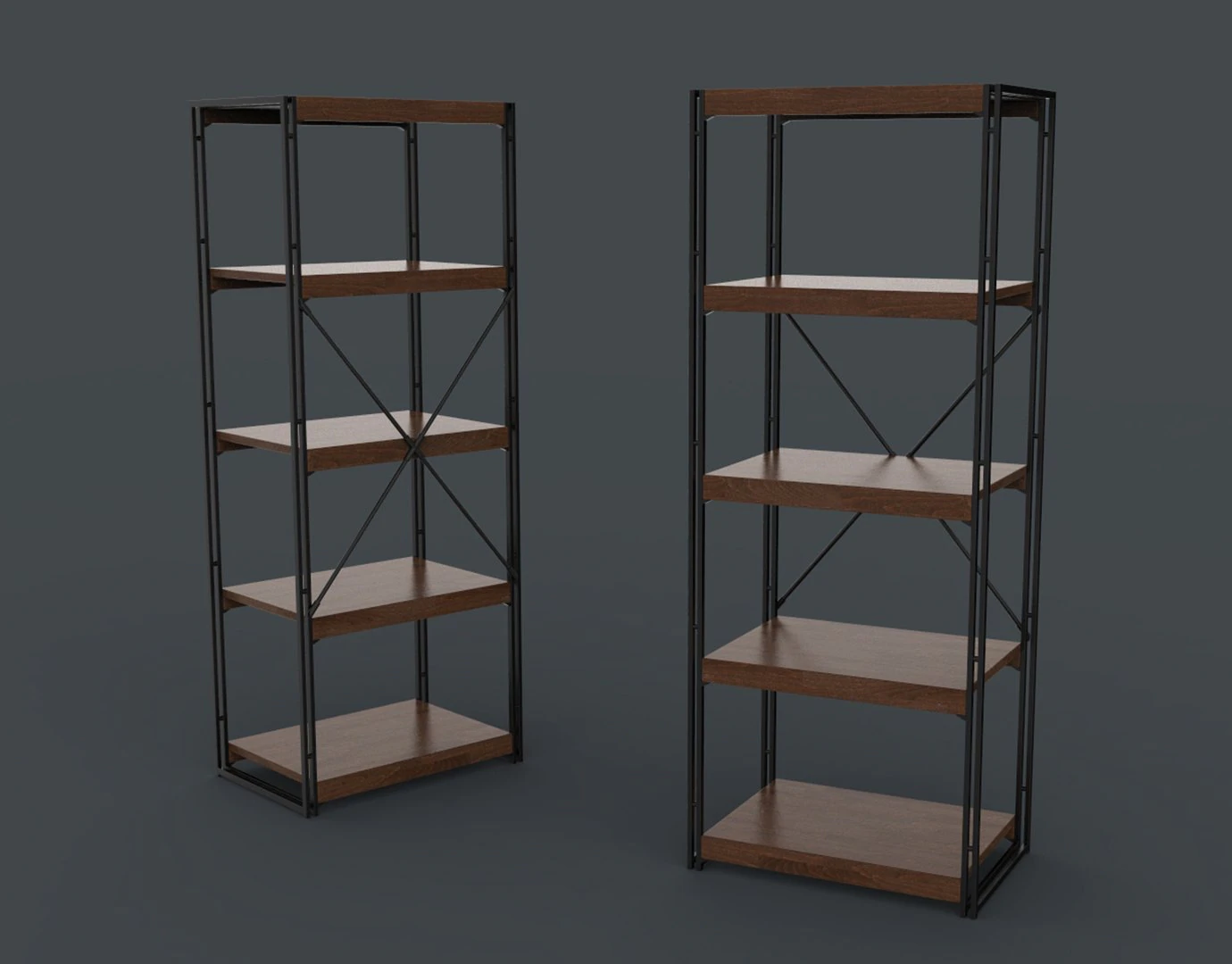 bookcase wooden black and brown 3D Model .c4d .max .obj .3ds .fbx .stl .blend 
