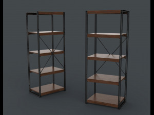 bookcase wooden black and brown 3D 模型