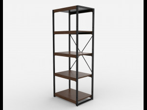 bookcase wooden black and brown 3D Model
