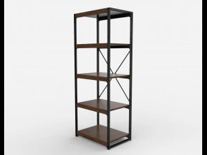bookcase wooden black and brown 3D Model