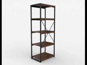bookcase wooden black and brown 3D Model