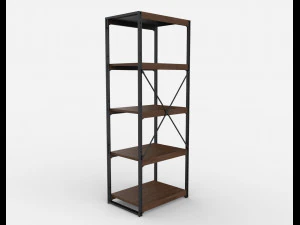 bookcase wooden black and brown 3D Model