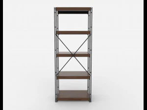 bookcase wooden black and brown 3D Model