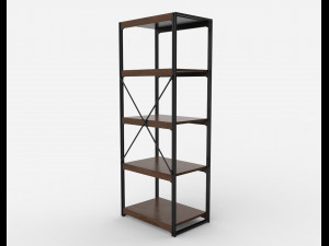 bookcase wooden black and brown 3D Model
