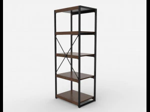bookcase wooden black and brown 3D Model
