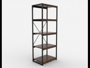 bookcase wooden black and brown 3D Model