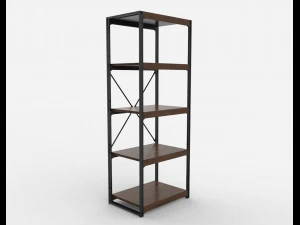 bookcase wooden black and brown 3D Model