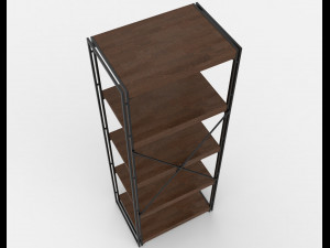 bookcase wooden black and brown 3D Model